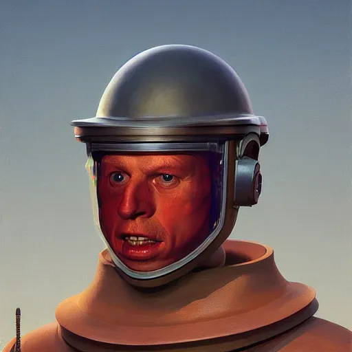 Image similar to Portrait of an engineer with helmet, very coherent, painted by Edward Hopper, Wayne Barlowe, painted by James Gilleard, airbrush, art by JamesJean