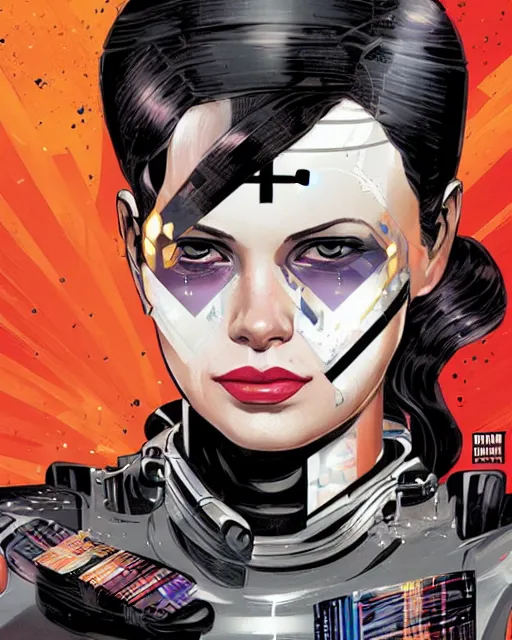 Image similar to portrait of a female android, by MARVEL comics and Sandra Chevrier