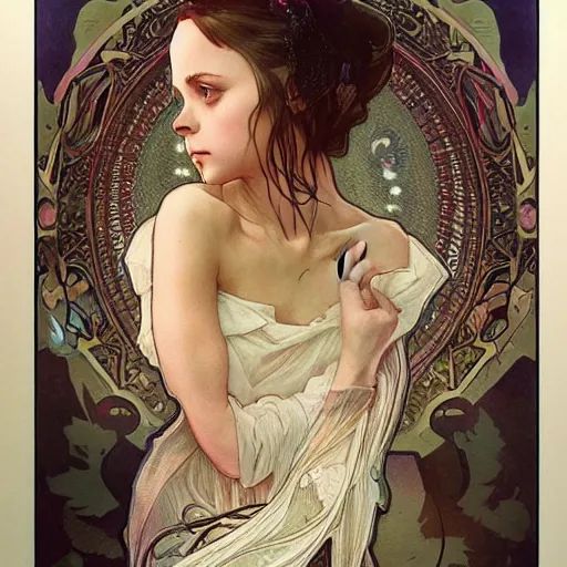 Image similar to amazing lifelike award winning pencil illustration of christina ricci trending artgerm greg rutkowski alphonse mucha cinematic