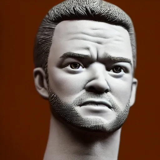 Image similar to justin timberlake made out of polymer clay detailed sculpture trending on artstation