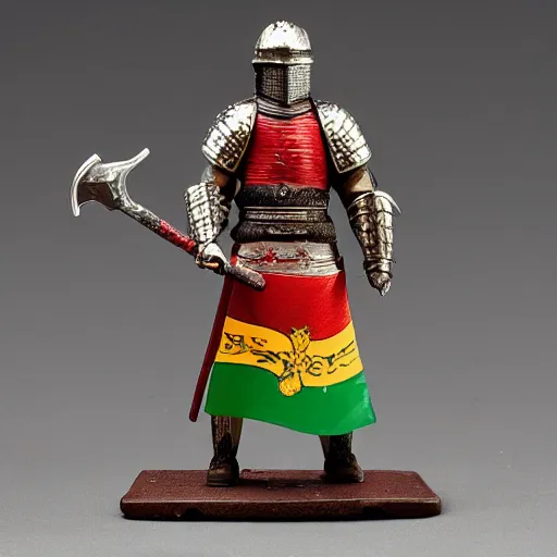 Prompt: detailed swordsman with armour. lithuanian flag present