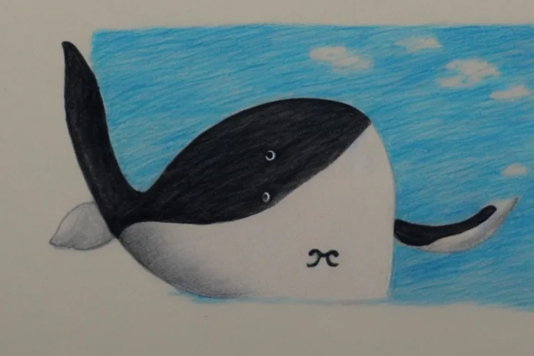 Image similar to anime drawing of a cute whale checking her email
