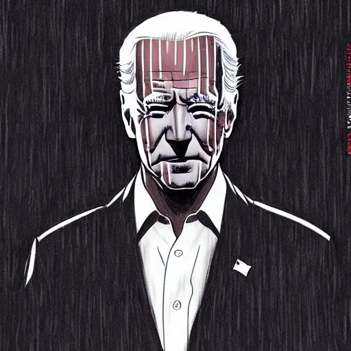 Image similar to Joe Biden looking sinister, by Tsutomu Nihei, highly detailed