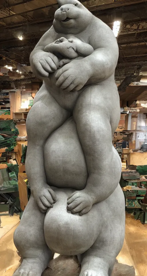 Image similar to big chungus statue by michelangelo buonarroti