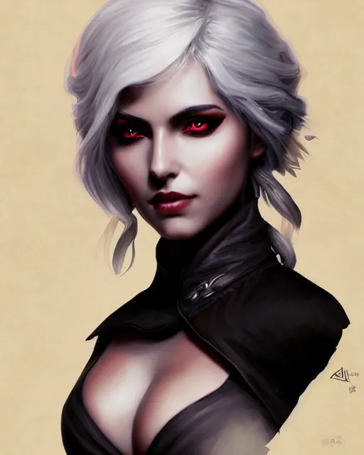 Prompt: black crimson ink smoke portrait of ciri, artgerm, wlop, artstation