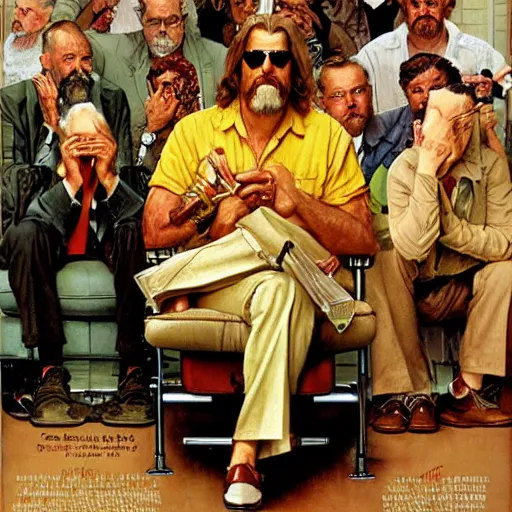 Image similar to The Big Lebowski portrait by norman Rockwell, epic