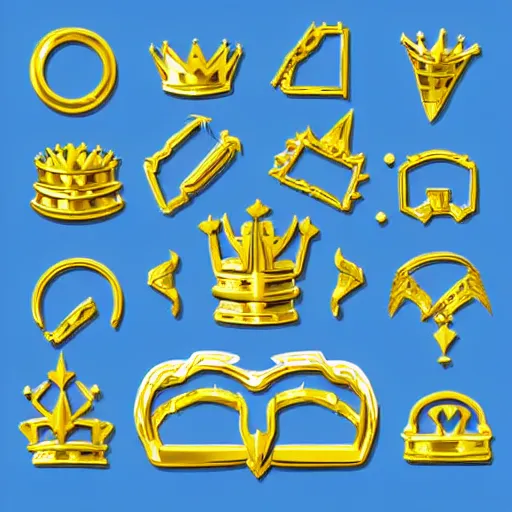 Image similar to gold armor and crown style of gaming emoji, vector art, white background, no watermark white background