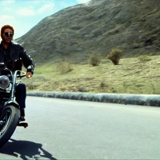 Prompt: lennon on a motorcycle in born to be wild cinematic 3d 8k