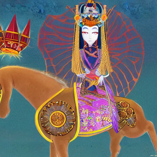 Image similar to mongolian queen genepil, concept art