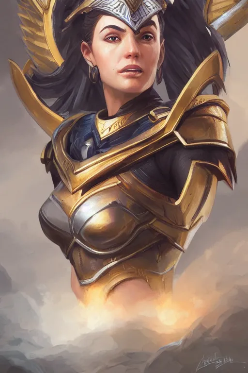 Image similar to amazon valkyrie athena, d & d, fantasy, portrait, highly detailed, headshot, digital painting, trending on artstation, concept art, sharp focus, illustration, art by artgerm and greg rutkowski and magali villeneuve