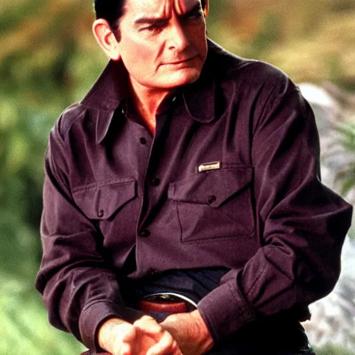 Prompt: charlie sheen in bonanza