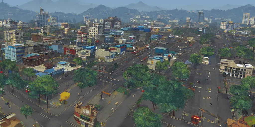 Prompt: guatemala city if it was a game like grand theft auto v, with realistic visuals and award winning gameplay
