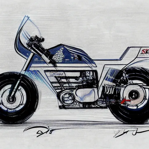 Prompt: 1980s sports motorcycle sketch concept art, high detail, high definition, 8k,