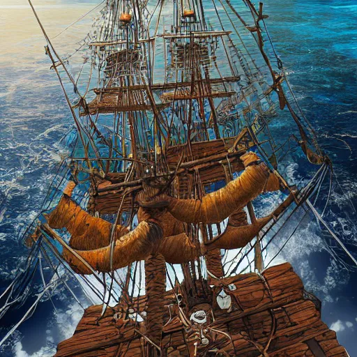 Prompt: a pirate ship in the Caribbean sea fired a Canonball, the Canonball flies right at you. Pov shot. Photorealistic, hyper complex detail. Illustration, digital art, hyper realistic, hyper detailed.