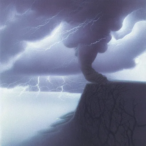 Prompt: killua zoldyck made by zdzisław beksinski, thunderstorms, bolt, 8 k, detailed,