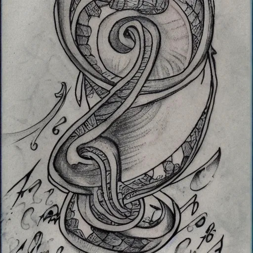 Prompt: Voynich manuscript complete tattoo drawing. detailed. edge to edge