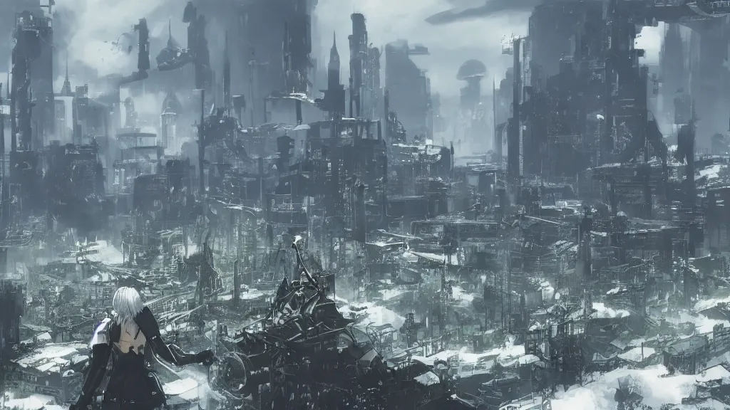 Image similar to Nier Automata landscape