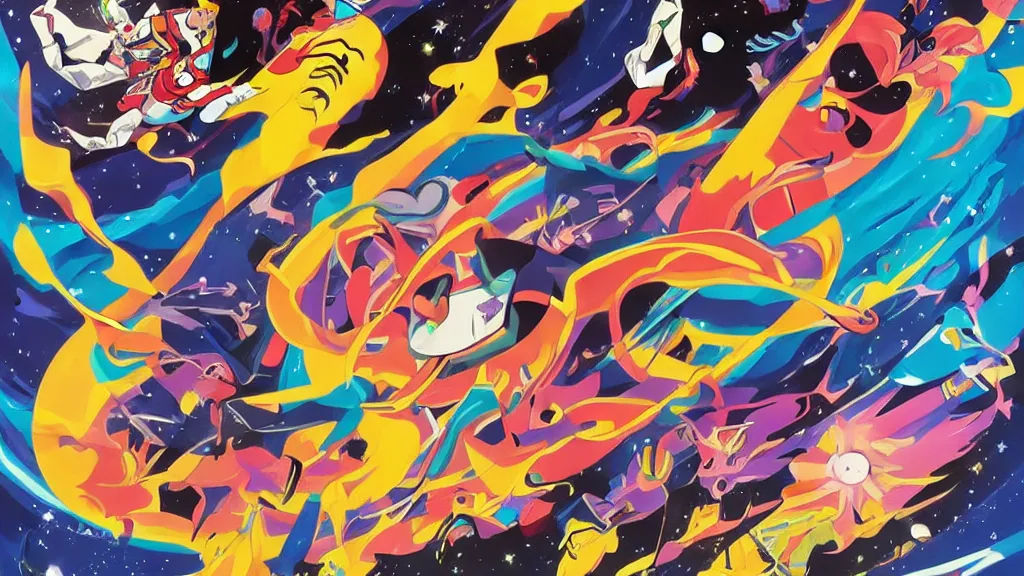 Image similar to poster art by Tomokazu Matsuyama, featured on pixiv, space art, 2d game art, cosmic horror, official art