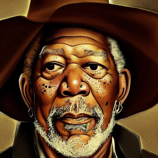 Prompt: Morgan Freeman in a western as imagined by Leonardo Davinci