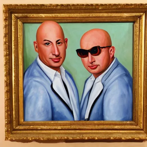 Prompt: A oil painting of the Right Said Fred