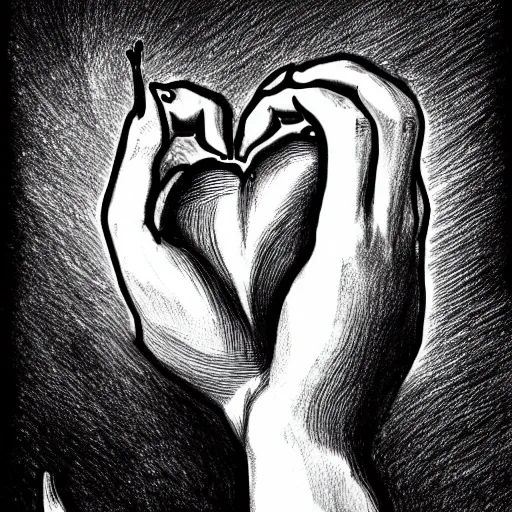 Image similar to drawing of hands ripping a heart into pieces, sadness, dark ambiance, concept by Godfrey Blow, featured on deviantart, sots art, lyco art, artwork, photoillustration, poster art