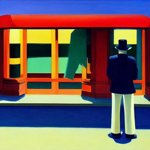 Prompt: painting of an invisible man, by edward hopper and james gilleard