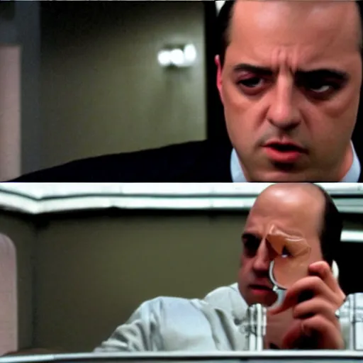 Image similar to Bender the Robot in the Sopranos (1999), highly realistic details, Tony in the background