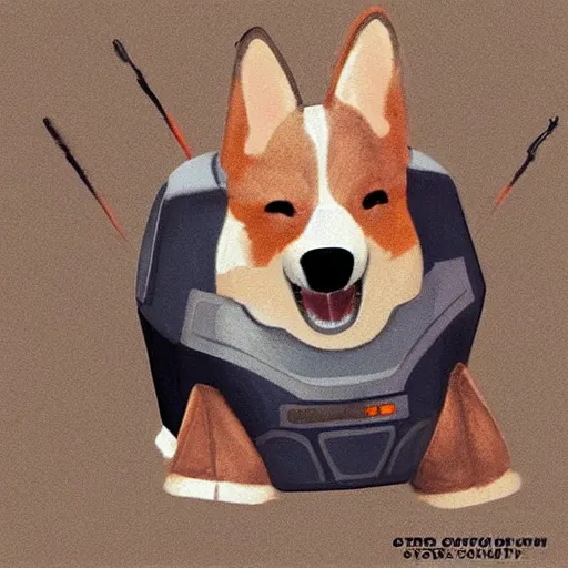 Prompt: concept art of a corgi droid from star wars