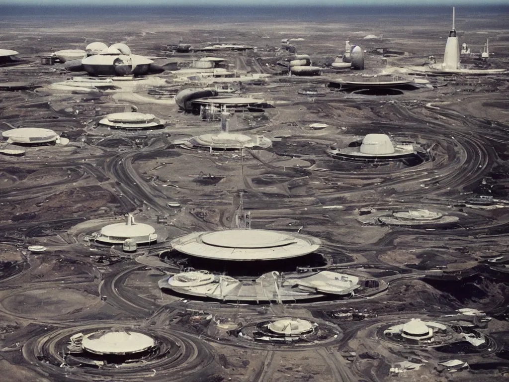 Prompt: kodachrome photo of a busy spaceport on future earth, intricate film still by stanley kubrick. very coherent photograph. cinematic, hyperrealistic, high detail