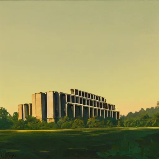 Image similar to painting of a scifi ancient civilzation victorian, brutalist architecture, william eggleston