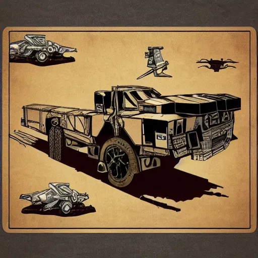 Prompt: tyrannosaurus rex as a truck in the style of star wars