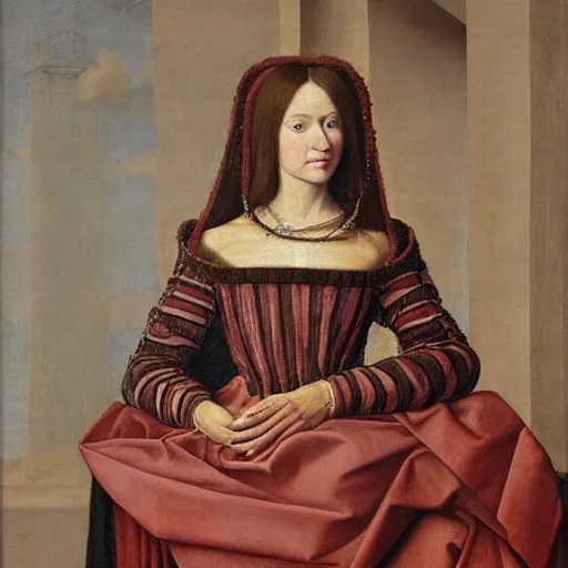 Image similar to portrait of a beautiful woman in a dress, oil painting in a renaissance style, detailed