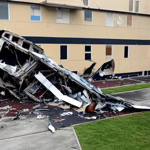 Image similar to a plane crashing in a school courtyard