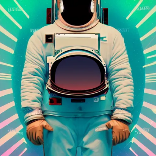 Prompt: vaporwave astronaut in space. art deco. digital art. 8k resolution.