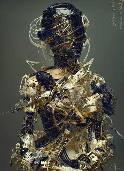 Prompt: portrait of a futuristic geisha cyborg, kintsugi, modern fine art, fractal, intricate, elegant, highly detailed, digital photography, subsurface scattering, by jheronimus bosch and we andersom and greg rutkowski,