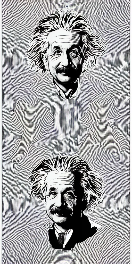 Image similar to portrait of albert einstein in front of a space - time diagram, by laurie greasley