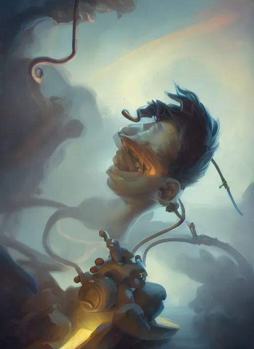 Image similar to close - up portrait of a male sailor with two peglegs and two hook hands, detailed dynamic light painting by peter mohrbacher