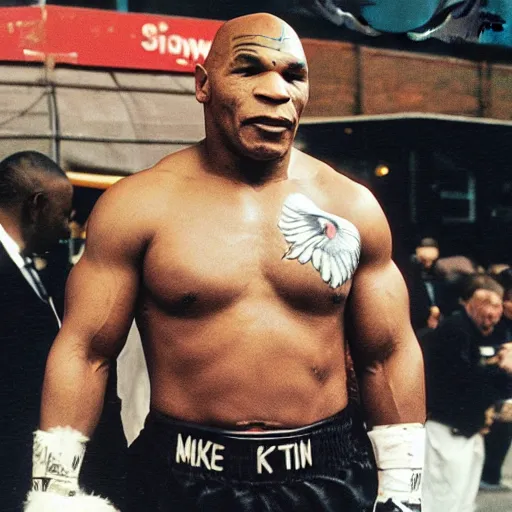 Prompt: mike tyson is a pigeon, a pigeon with mike tyson tattoo