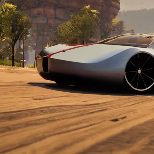 Image similar to futuristic sleek sports car in red dead redemption 2