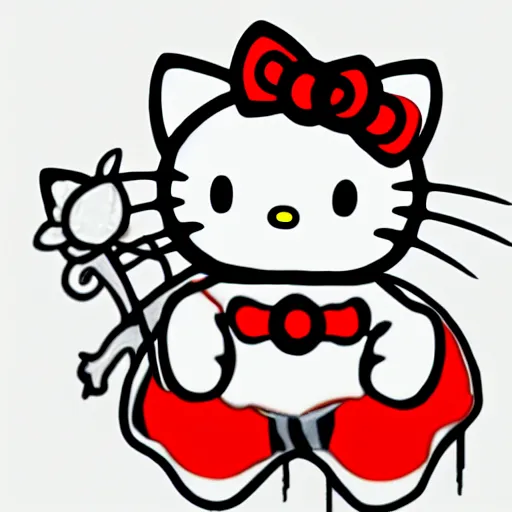 Image similar to creepy hello kitty drawing