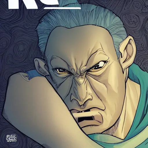 Image similar to portrait of an angry man with rhino nose, wide shot, highly coherent, saga comic, fiona staples