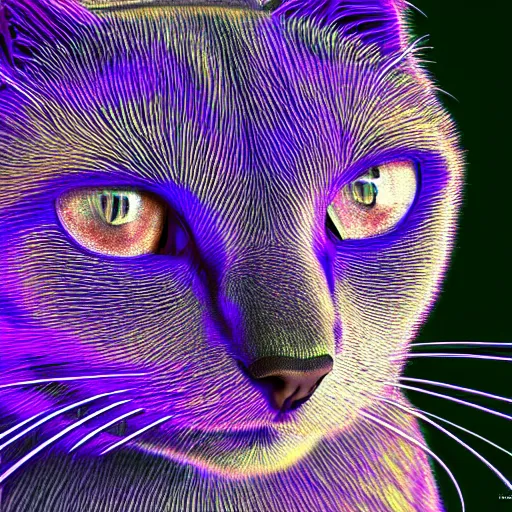 Image similar to aesthetic, large Siamese cat, detailed cat inside luminescent fractal 4k,