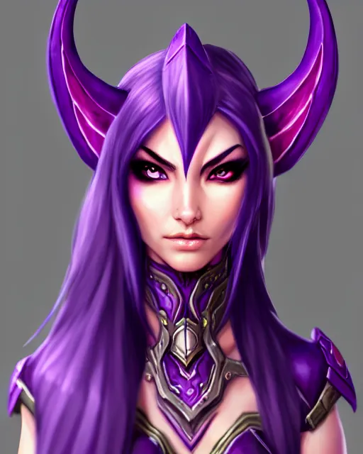 Image similar to character concepta beautiful and strong purple female warrior night elf | | cute - fine - face, world of warcraft, pretty face, realistic shaded perfect face, fine details by stanley artgerm lau, wlop, rossdraws, james jean, andrei riabovitchev, marc simonetti, and sakimichan, trending on artstation