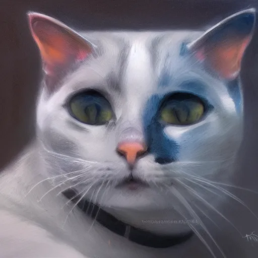 Prompt: the cat docotr holds an x ray film, oil painting, trending in Artstation, artstationHD, 4k