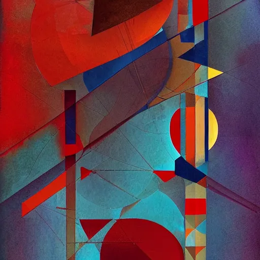 Prompt: the brittle. digital painting, vertical, intricate, beautiful, detailed, grunge, illustration, abstract art by georgia o'keeffe and el lissitzky and kuvshinov and kandinsky, trending on artstation. blue, dark red and dark purple color scheme, gradient darker to bottom
