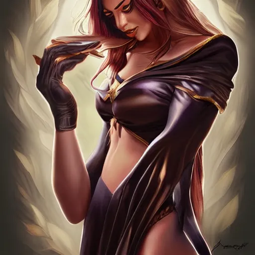 Prompt: sorceress by artgerm, brunette,