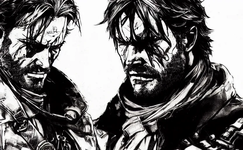 Prompt: yoji shinkawa drawing of arthur morgan,