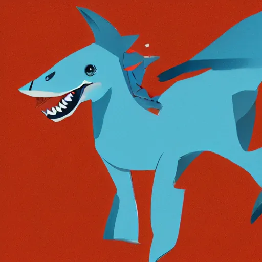 Image similar to professional high quality illustration of a shark horse chimera