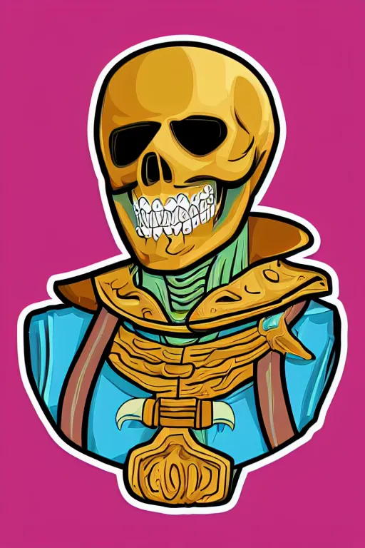 Image similar to A portrait of a skeletor that is a cowboy, sticker, colorful, illustration, highly detailed, smooth and clean vector curves, no jagged lines, vector art, smooth