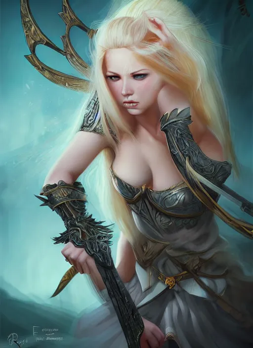 Image similar to blonde combat fairy venizian era, dark fantasy, extremely detailed, sharp focus, portrait, smooth, digital illustration, by rossdraws, frank franzzeta